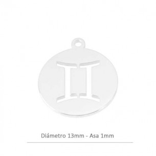 Breloque Géminis rond 13mm...