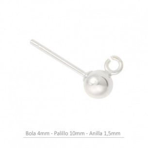 Pendiente de plata bola 4mm...