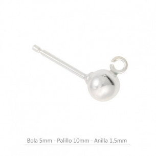 Pendiente de plata bola 5mm...